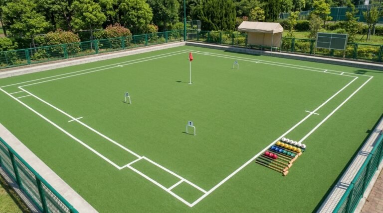 Ukuran Lapangan Gateball Standar Lengkap dengan Posisi Gate dan Goal Pole