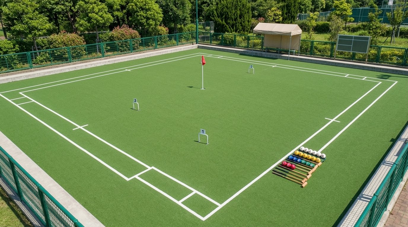 Ukuran Lapangan Gateball Standar Lengkap dengan Posisi Gate dan Goal Pole