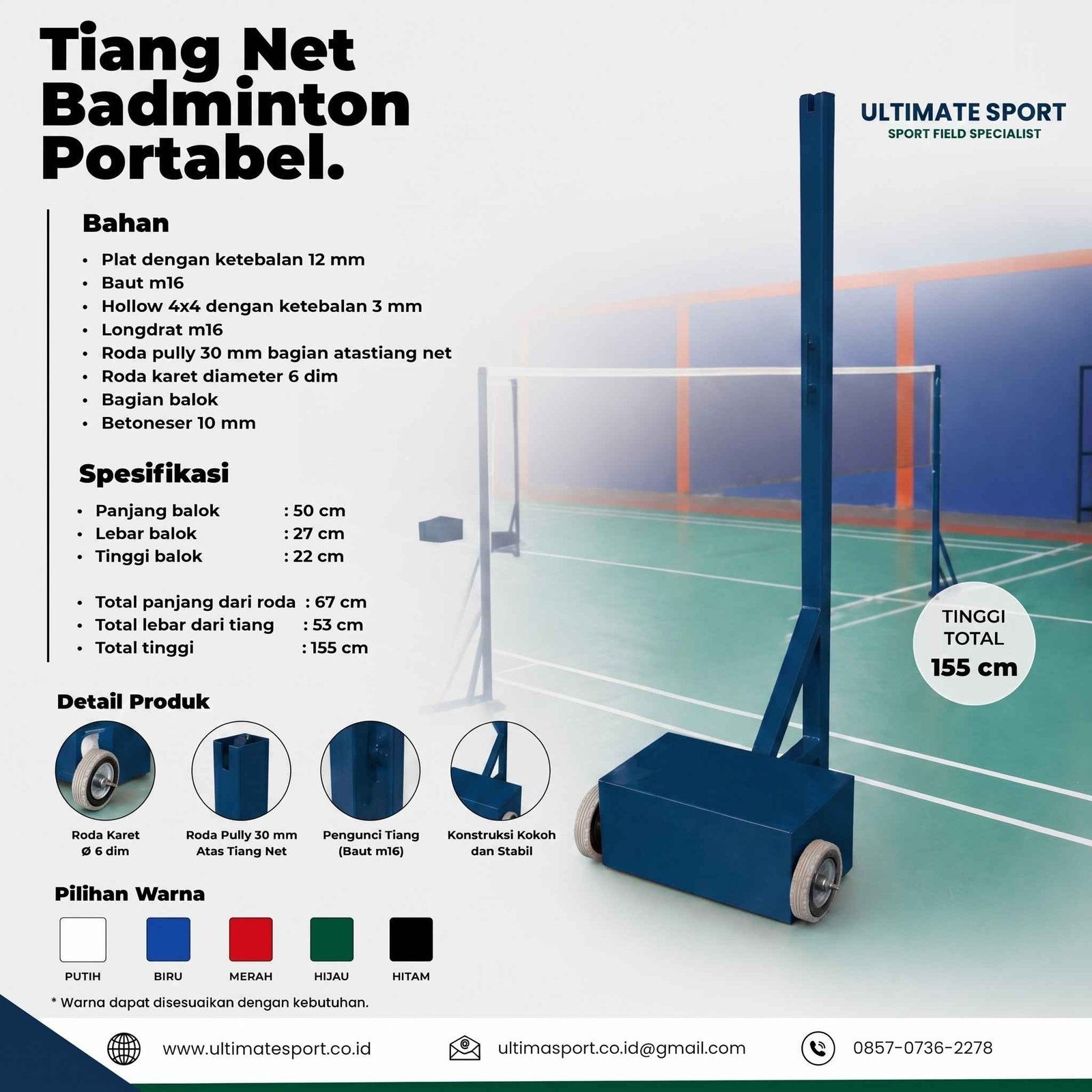 Tiang Net Badminton Portabel